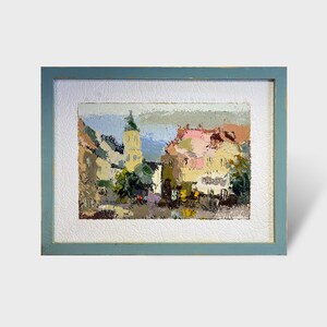 Oil painting Lviv market square painting Ukrainian painter wall home decor original painting Ukrainian decor Framed Lviv Cityscape painting