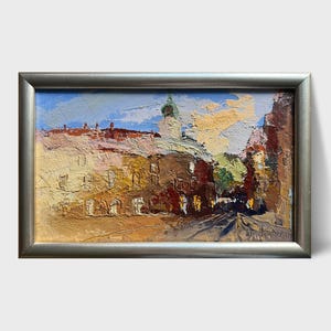 Ukrainian oil painting, market in Lviv painting, Ukrainian painter, Ukrainian cityscape, Original picture on canvas, Ukrainian decor, Framed