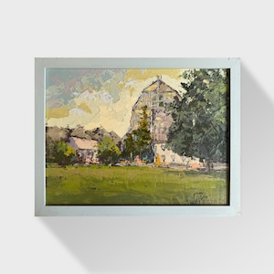 Ukrainian Oil painting Botanical Garden of Lviv University Ukrainian painter Ukrainian decor original painting wall decor Framed landscape