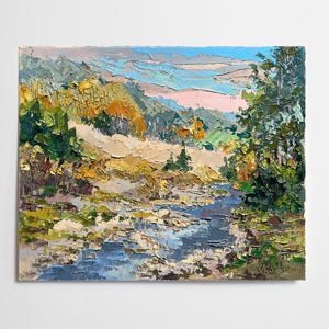 Oekraïens olieverfschilderij, Karpaten dorp, Oekraïense schilder, Oekraïens landschap, originele foto op canvas, Oekraïens decor, gestructureerd