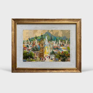 Oil painting Lviv painting Ukrainian painter wall home decor original painting Ukrainian decor Framed Ukrainian Cityscape painting Textured