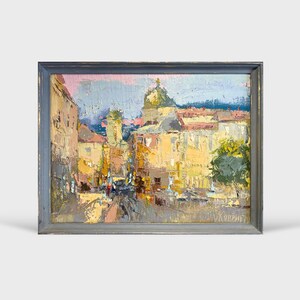 Ukrainian oil painting, Lviv market square painting, Ukrainian painter, Ukrainian cityscape, Original picture on canvas, Ukrainian decor
