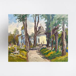 Ukrainian oil painting, historical architecture, Ukrainian painter, Ukrainian Church landscape, Original picture on canvas, Ukrainian decor