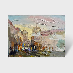 Ukrainian oil painting, Lviv market square, Ukrainian painter, Ukrainian cityscape, Original picture on canvas, Ukrainian decor, Framed