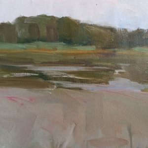Oil painting on canvas, River landscape, Ukrainian painter, home decor, original painting, kitchen decor, art work, wall decor