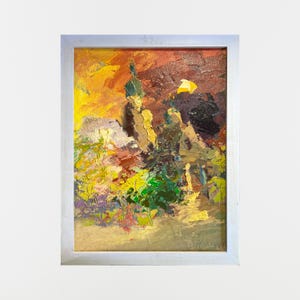 Abstract Oil painting Lviv Bernardine Monastery Ukrainian painter wall home decor original painting Ukrainian decor Frame cityscape painting