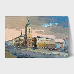 Oil painting Lviv Temple Clarisses painting Ukrainian painter home original painting Ukrainian decor Framed Ukrainian cityscape painting