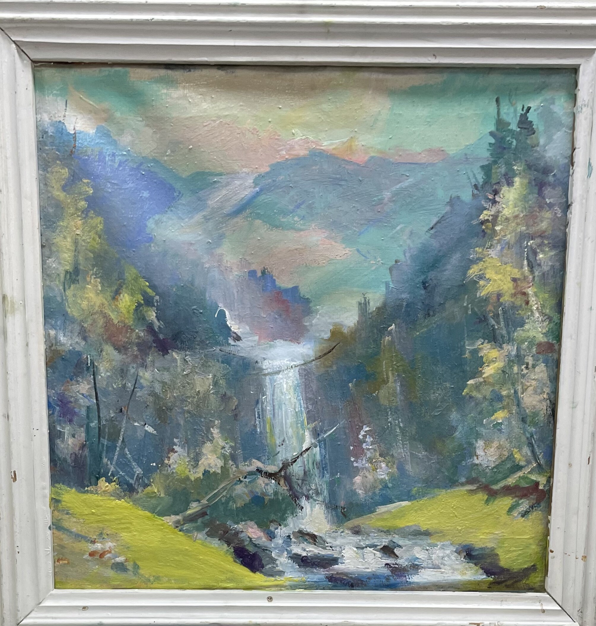 油絵 Buy Waterfall in Forest Oil Painting, Original Artwork on