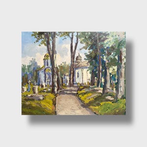 Oil painting Historical monument painting Ukrainian painter home decor original painting Ukrainian decor Church cityscape painting Textured