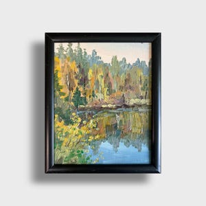 Peinture à l'huile ukrainienne, peinture du lac des Carpates, paysage ukrainien des Carpates, image originale sur toile, décor ukrainien, texturé
