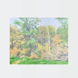 Peinture à l'huile Près de la forêt, peintre ukrainien, décoration d'intérieur, peinture originale, photo de décoration ukrainienne sur carton, peinture de paysage texturé