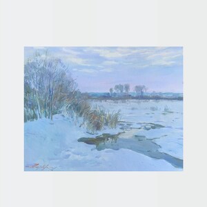 Pintura al óleo ucraniana, Atardecer, Pintor ucraniano, Paisaje ucraniano, Imagen original sobre cartón, Decoración ucraniana, Paisaje texturizado