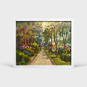 Ukrainische Ölmalerei, Botanischer Garten der Universität Lwiw, Ukrainischer Maler, Ukrainische Landschaft, Original auf Leinwand, Ukrainisches Dekor
