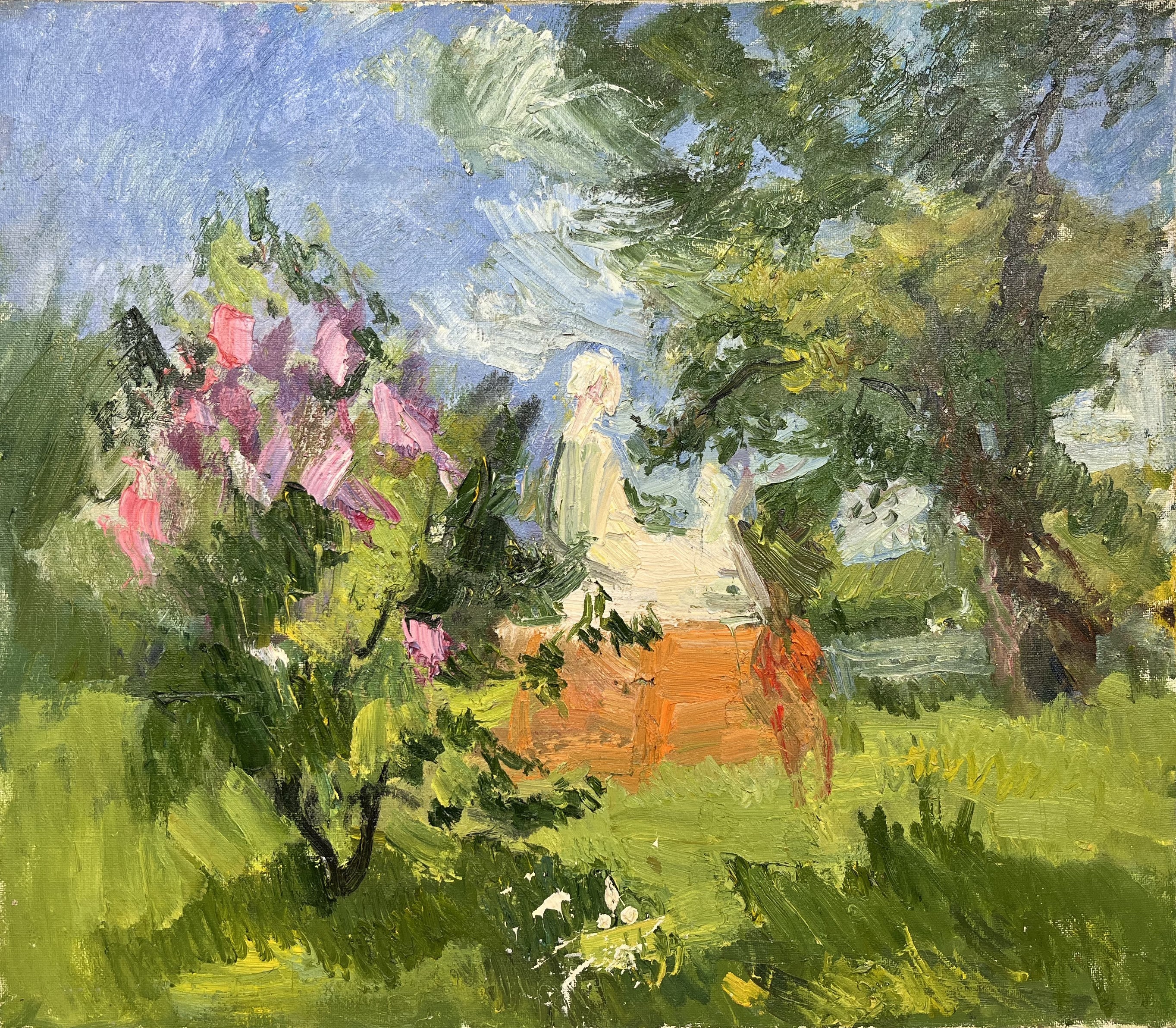油絵 ライラックの茂みのアートワーク 収集品 自然画 オリジナル