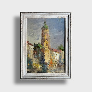 Ukrainian oil painting, Lviv Church of Blessed Virgin Mary, Ukrainian painter, Ukrainian cityscape, Original on canvas, Ukrainian decor
