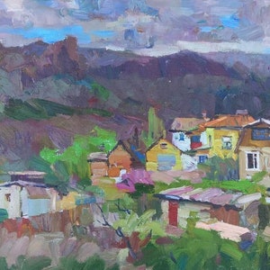 Oil painting on canvas, Mountain landscape, Ukrainian painter, home decor, original painting, kitchen decor, artwork, wall decor