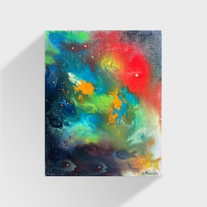 Abstract Oil painting Ukrainian painter wall home decor original painting Ukrainian decor colorful Abstract painting Framed Fishes painting