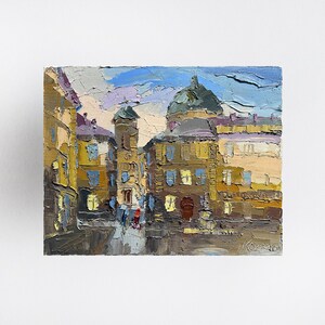Ukrainian oil painting, market in Lviv painting, Ukrainian painter, Ukrainian cityscape, Original picture on canvas, Ukrainian decor, Framed