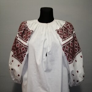 Vintage traditional Ukrainian embroidered dress Vyshyvanka Handmade embroidered shirt Embroidered folk women's shirt Homespun dress cotton image 10