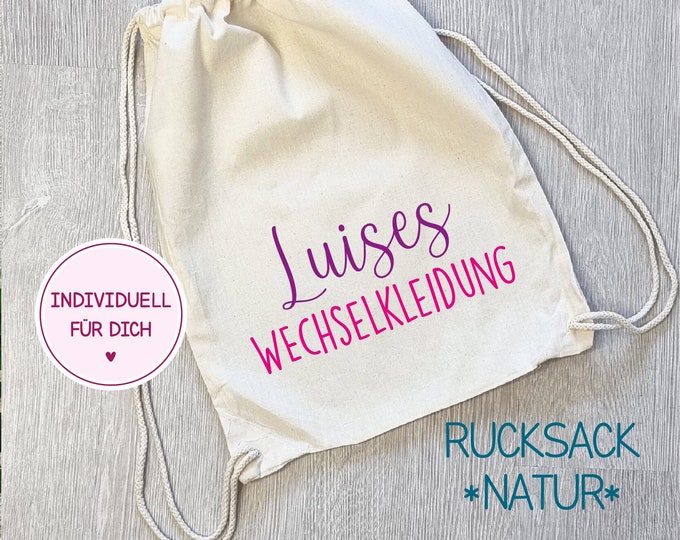 personalized jute bag and backpack "change of clothes", decor 2