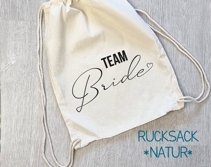Jute bag and backpack "Team Bride", decor 2