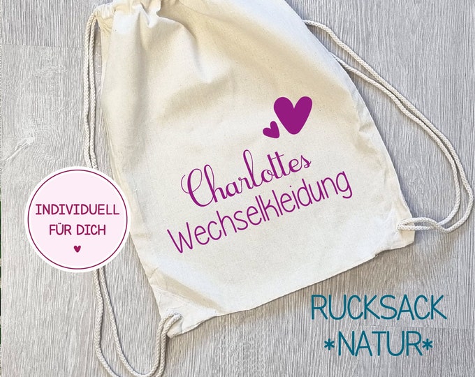 personalized jute bag and backpack "Change of Clothes", decor 6