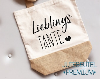 Jutebeutel und Rucksack "Lieblingstante"