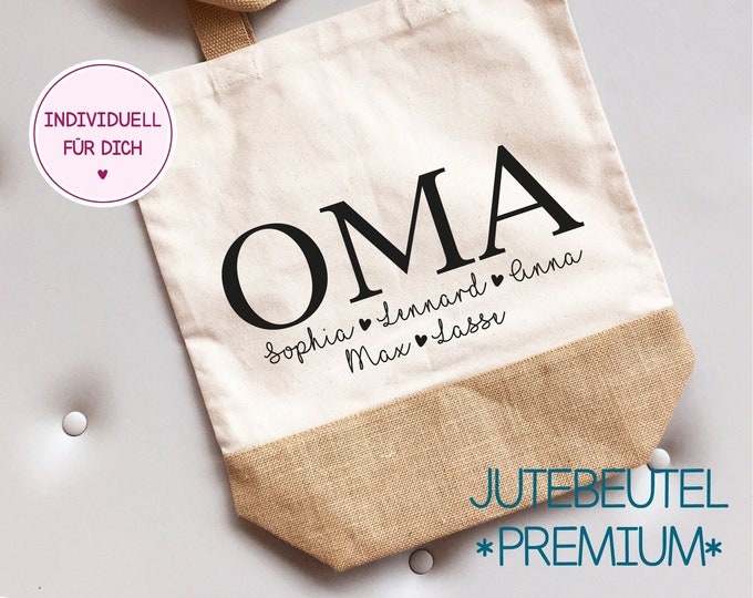 individual jute bag "Grandma or Grandpa with names of grandchildren"