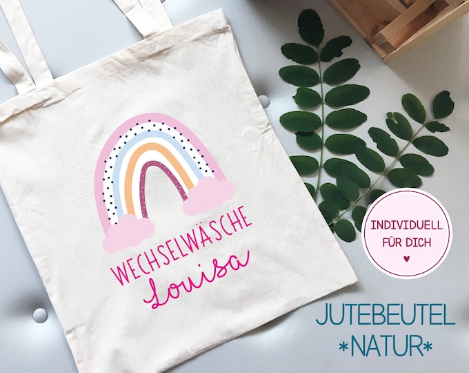 personalized jute bag and backpack "change of clothes", decor 1