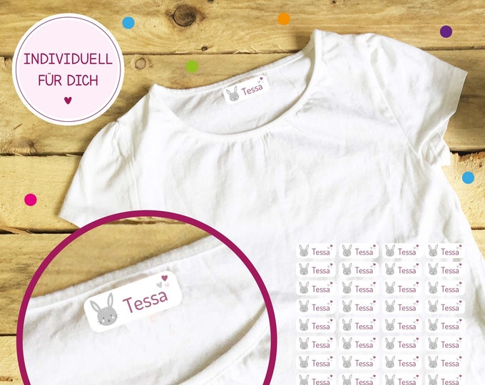 personalized iron-on labels bunny (48 pieces)