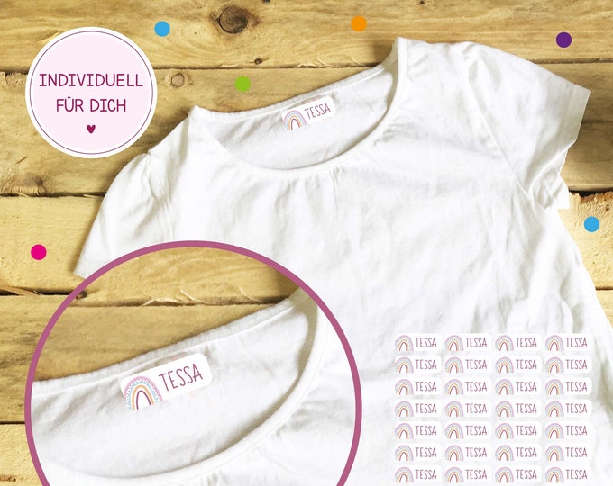 personalized iron-on labels rainbow (48 pieces)