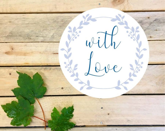 Stickers in a sheet of 10 "with love", decor 1