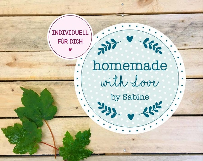 Personalized stickers in a sheet of 10 "homemade with Love", decor 4