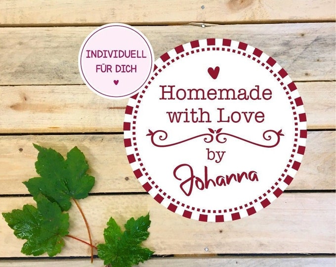 Personalized stickers in a sheet of 10 "homemade with Love", decor 9
