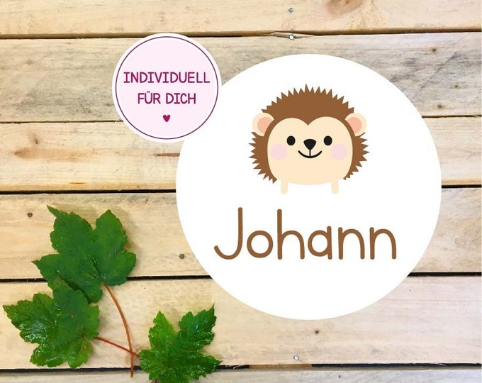Name stickers hedgehog (30 pieces), decor 14