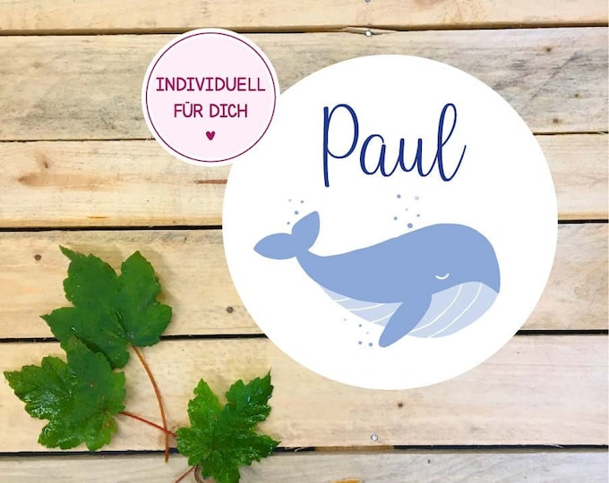 Name stickers whale (30 pieces), decor 11