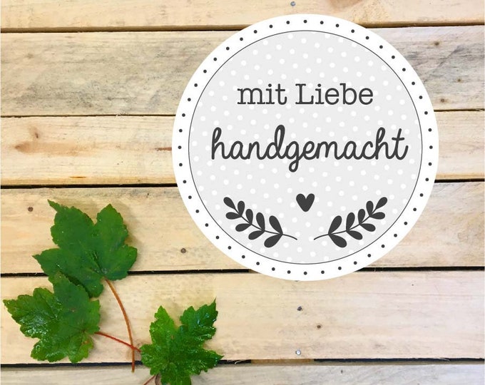 Stickers in a sheet of 10 "handmade with love", decor 2