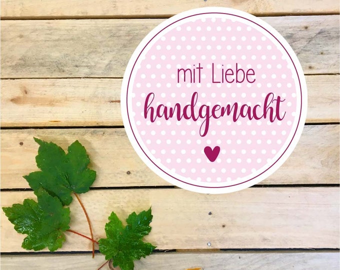 Stickers in a sheet of 10 "handmade with love", decor 1