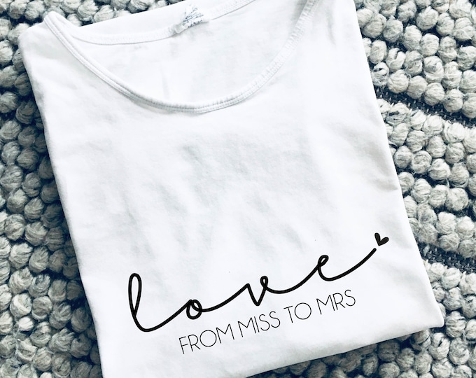 Iron-on image "from Miss to Mrs", several sizes and colors to choose from