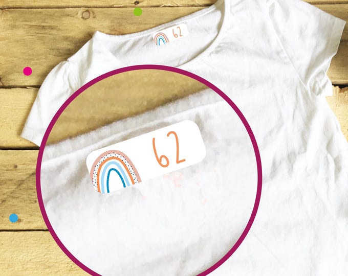 Clothing sizes Iron-on labels Rainbow