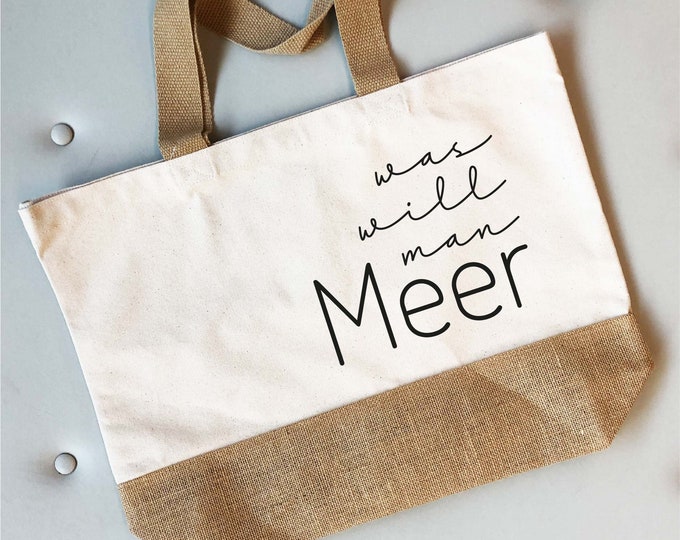 Beach bag, extra large jute bag "what more could you want?"