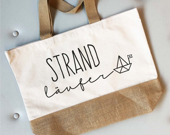 Featured listing image: Beach bag, extra large jute bag "Strandläufer"