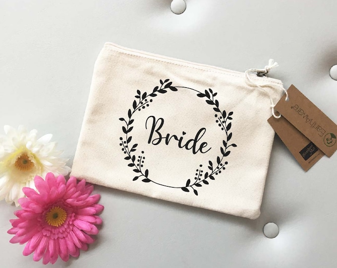 small bag made of organic cotton "Bride", decor 3