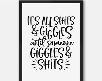 Giggles wall art, Bathroom Decor, Bathroom Humor,  Bathroom Poster, Bathroom Signs Decor,  funny bathroom printable Funny bathroom art