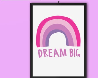 Dream Big Wall Art, Printable Wall Decor, Kid wall art, Digital Printable, Nursery Room Art, Instant download, Home Decor, Wall Decor, Art