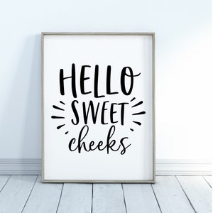 Sweet Cheeks Funny bathroom art Printable, Digital Download, Funny bathroom signs, funny bathroom wall decor, funny bathroom print, Wall Art image 1