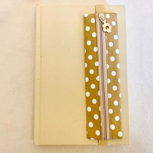Polka Dot Elastic Bookmark Pen Holder with Zipper, Planner Pen Pouch, Journal Pouch, Attachable Notebook Pen Holder