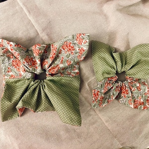 Patch work Square Scrunchies with polka dots and bay leaf