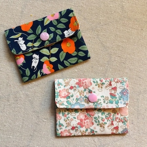 Monedero portatarjetas, conejo rosa, gato y flor, portatarjetas de regalo reutilizable
