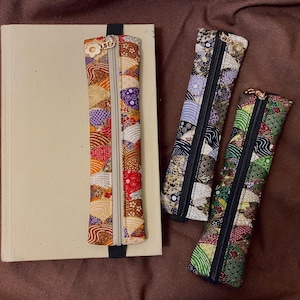 Attachable Japanese Fabric Pen Pouch: Elastic Bookmark Pen Holder